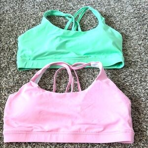 Green and Pink Strappy Sports Bras